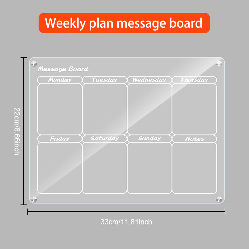 Acrylic Planner Fridge Magnetic Board Best Quality Customized Wholesale Monthly Weekly Daily Planner Calendar Fridge Clear Acrylic Fridge Magnetic Dry Erase Board